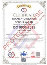 ISO 9001-2015 Yakan Aydınlatma Selçuk Yakan