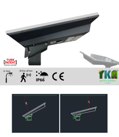 YKN Green Power 250w - 300w Solar Aydınlatma Armatürü Açılı Kollu All in One