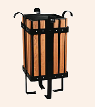 Dış Mekan Alüminyum Ayaklı Ahşap Çöp Kovası Kare