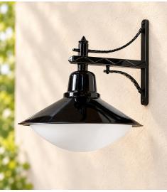 Outdoor Wall Light with 35 cm Elliptical Opal Acrylic Globe