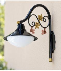 Single Arm Outdoor Wall Light with 35 cm Elliptical Opal Globe, Shade