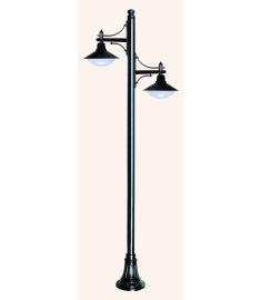 Single Arm Outdoor Light Pole with 35 cm Elliptical Clear Acrylic Globe