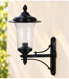 Single Arm Outdoor Wall Light with 25 cm Teardrop Prismatic Globe, Shade