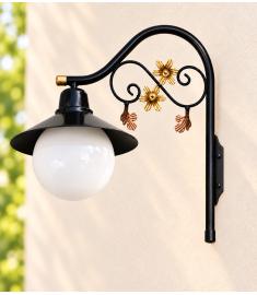 Single Arm Outdoor Wall Light with 25 cm Opal Globe, Shade