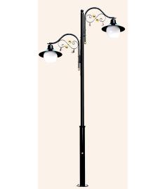 Upper and Lower Single Arm Outdoor Light Pole with 25 cm Opal Globe, Shade