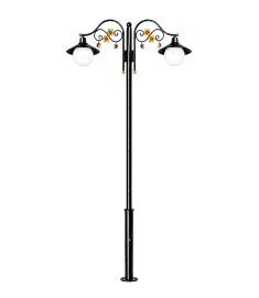Single Arm Outdoor Light Pole with 25 cm Tiered Opal Globe, Shade