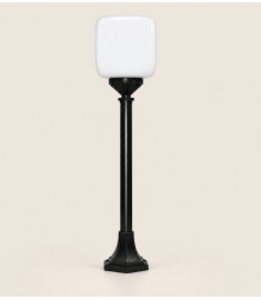 Short Hexagonal Pathway Bollard Light with 25 cm Cube Acrylic Globe and 42 mm Tube