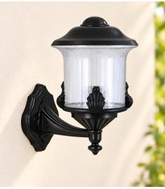 Single Arm Outdoor Wall Light with Teardrop Prismatic Lantern