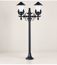 Pathway Bollard Light with 42 cm Globe, Hexagonal Base, Tube Base, Short, 42 mm Tube