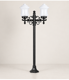 Pathway Bollard Light with 42 cm Globe, Hexagonal Base, Tube Base, Short, 42 mm Tube