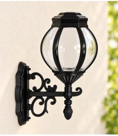 Single Arm Outdoor Wall Light with Lantern, Hexagonal Base