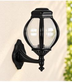 Single Arm Outdoor Wall Light with Teardrop Lantern, Hexagonal Base