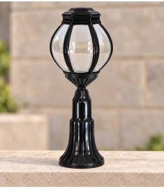 Outdoor Pillar Light with Lantern, Hexagonal Base, Long Round Base