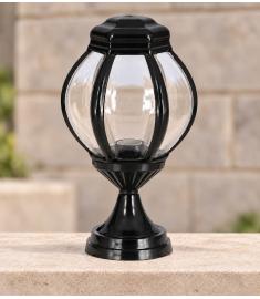Outdoor Pillar Light with Lantern, Hexagonal Base, Round Base