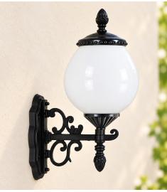 Single Arm Outdoor Wall Light with Opal Lantern, Shade, Beaded