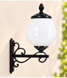 Single Arm Outdoor Wall Light with Opal Lantern, Shade, Beaded