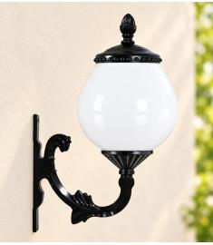 Single Arm Outdoor Wall Light with Opal Lantern, Shade, Beaded