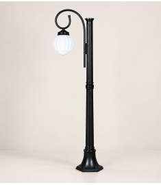 Pathway Bollard Light with Lantern, Shade, Flush Base