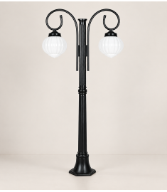 Pathway Bollard Light with Lantern, Shade, Flush Base