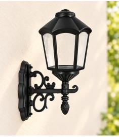 Single Arm Outdoor Wall Light with Lantern, Hexagonal Base