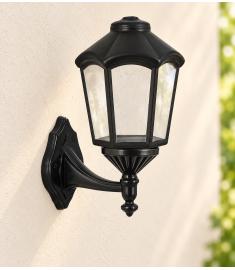 Single Arm Outdoor Wall Light with Teardrop Lantern, Hexagonal Base