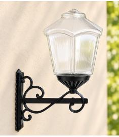 Single Arm Outdoor Wall Light with Lantern, Hexagonal Base