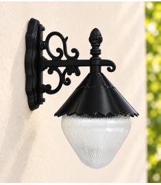 Single Arm Outdoor Wall Light with Prismatic Lantern, Inverted