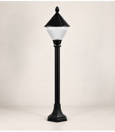 Pathway Bollard Light with 42 cm Prismatic Lantern, Hexagonal Base, Tube Base, 42 mm Tube