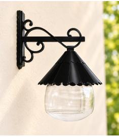 Single Arm Outdoor Wall Light with Clear Lantern, Inverted