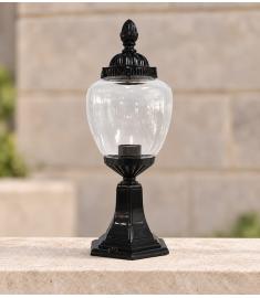 Outdoor Pillar Light with Clear Lantern, Hexagonal Base