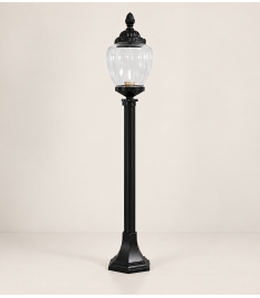 Pathway Bollard Light with 42 cm Clear Lantern, Hexagonal Base, Tube Base, 42 mm Tube