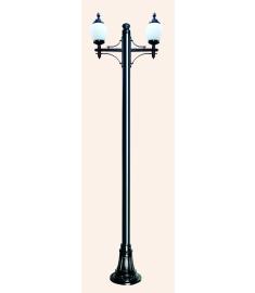 Double Arm Outdoor Light Pole with Lantern