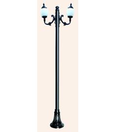 Double Arm Outdoor Light Pole with Lantern