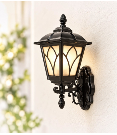 Single Arm Outdoor Wall Light with Lantern