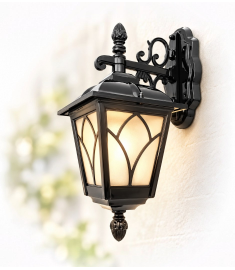 Single Arm Outdoor Wall Light with Lantern, Inverted