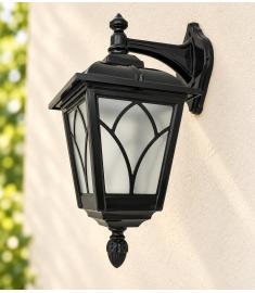 Single Arm Outdoor Wall Light with Teardrop Lantern, Inverted