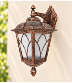 Single Arm Outdoor Wall Light with Teardrop Lantern, Inverted