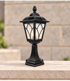 Outdoor Pillar Light with Lantern, Hexagonal Base
