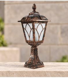 Outdoor Pillar Light with Lantern, Hexagonal Base