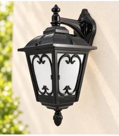 Single Arm Outdoor Wall Light with Teardrop Lantern, Inverted