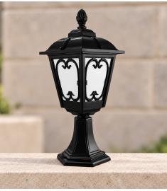 Outdoor Pillar Light with Lantern, Hexagonal Base