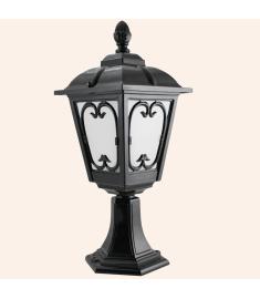 Outdoor Pillar Light with Lantern, Hexagonal Base