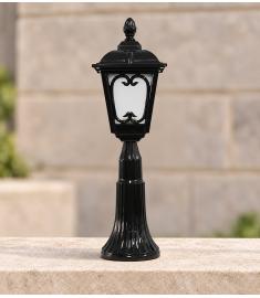 Outdoor Pillar Light with Lantern, Long Round Base