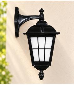 Single Arm Outdoor Wall Light with Teardrop Lantern, Inverted