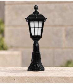 Outdoor Pillar Light with Lantern, Long Round Base