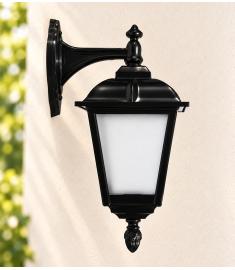 Single Arm Outdoor Wall Light with Teardrop Lantern, Inverted