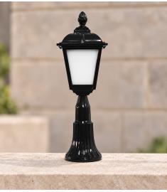 Outdoor Pillar Light with Lantern, Long Round Base