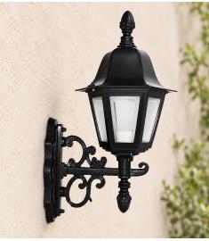 Single Arm Outdoor Wall Light with Lantern, Hexagonal Base