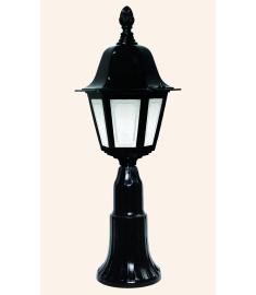 Outdoor Pillar Light with Lantern, Hexagonal Base, Long Round Base