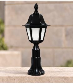 Outdoor Pillar Light with Lantern, Hexagonal Base, Long Round Base
